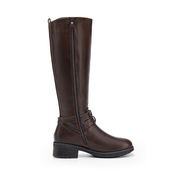 Women’s Wide-Calf Retro Knee-High Zipper Boots - BROWN - 1