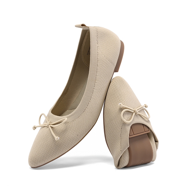 Women’s Foldable Breathable Bow Flats - NUDE -  0