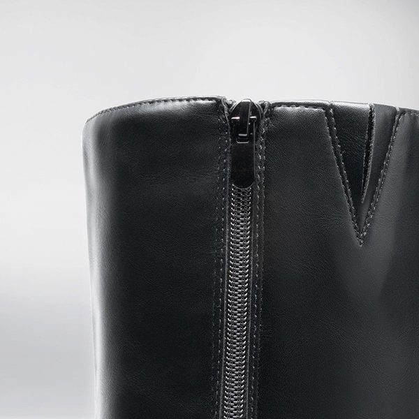 Women’s Knee-High Block Heel Boots - BLACK - 4