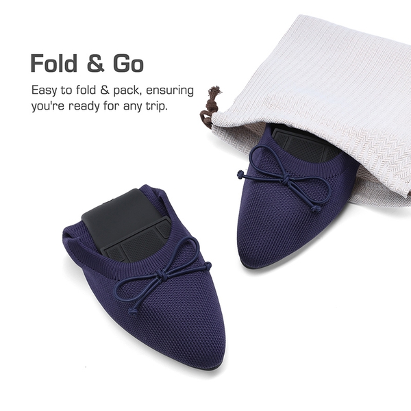 Women’s Foldable Breathable Bow Flats - NAVY - 4