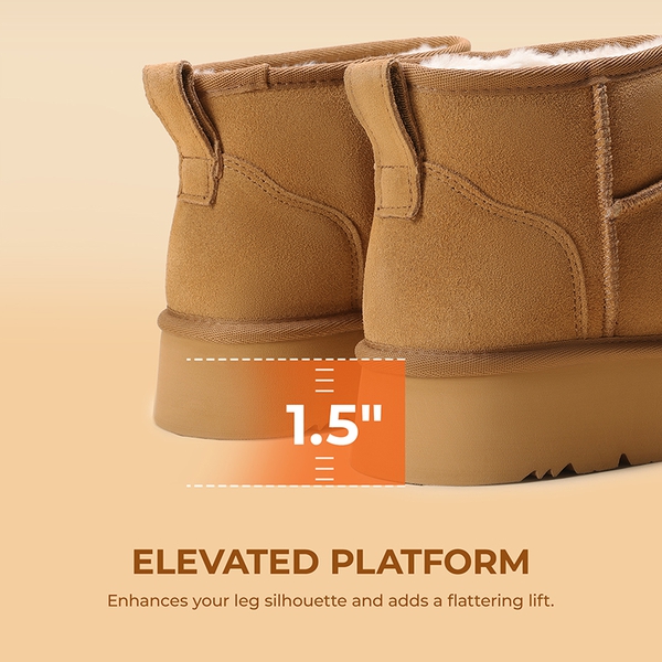 [Fuzzy Classic Maren] Women’s Suede Faux Fur Snow Boots - CHESTNUT - 5