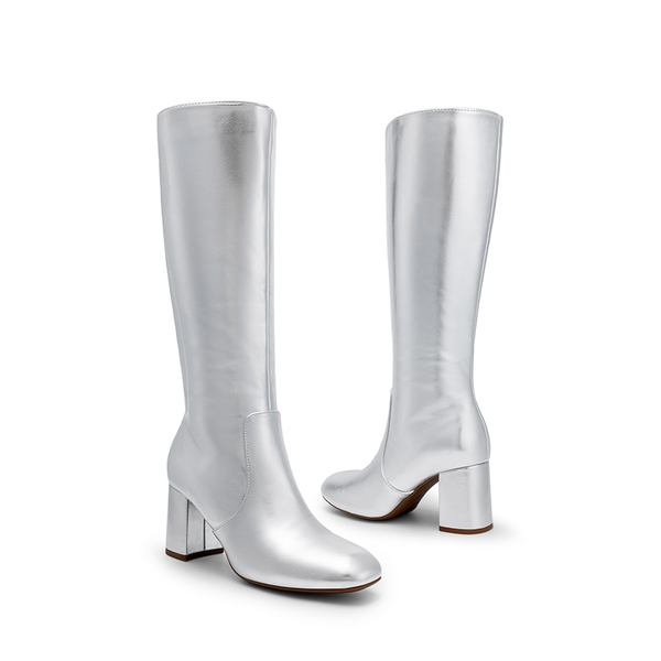 Women’s Sculpted Knee-High Boots - SILVER - 2