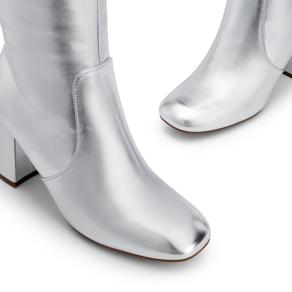 Women’s Sculpted Knee-High Boots - SILVER - 4
