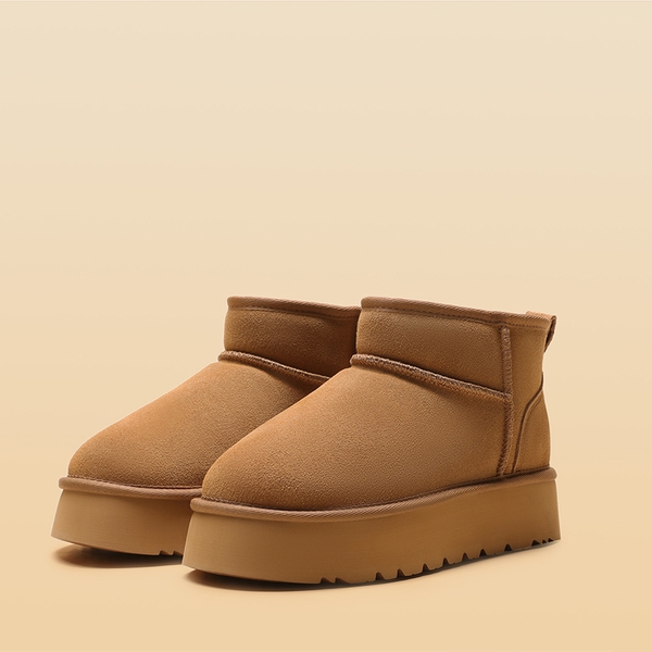[Fuzzy Classic Maren] Women’s Suede Faux Fur Snow Boots - CHESTNUT - 2