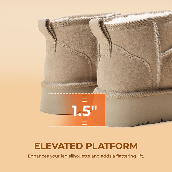 [Fuzzy Classic Maren] Women’s Suede Faux Fur Snow Boots - SAND - 6