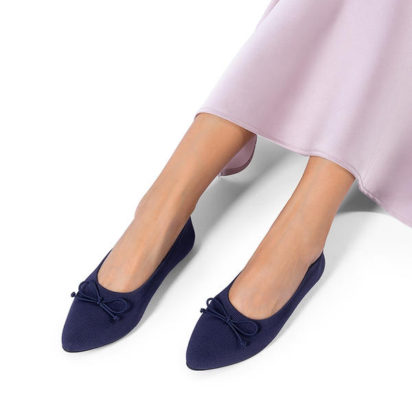 Women’s Foldable Breathable Bow Flats - NAVY - 6