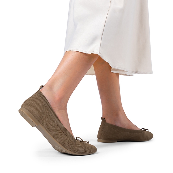 Women’s Foldable Breathable Bow Flats - BROWN - 5