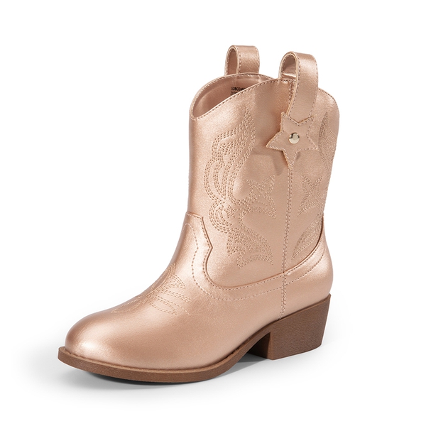 Kids’ Embroidered Slip-On Cowgirl Boots - ROSE GOLD -  0