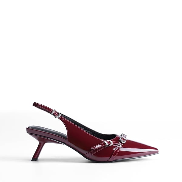Women’s Pointed Slingback Heels - BURGUNDY - 1