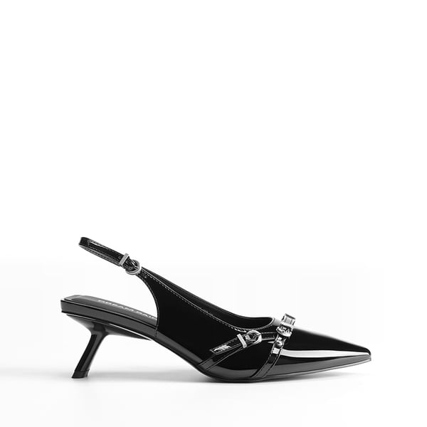 Women’s Pointed Slingback Heels - BLACK - 1