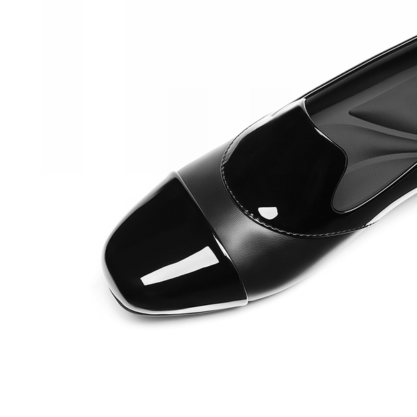 Women’s Wide Fit Elastic Loafers - BLACK-PAT - 5