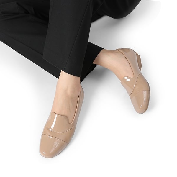 Women’s Wide Fit Elastic Loafers - NUDE - 6