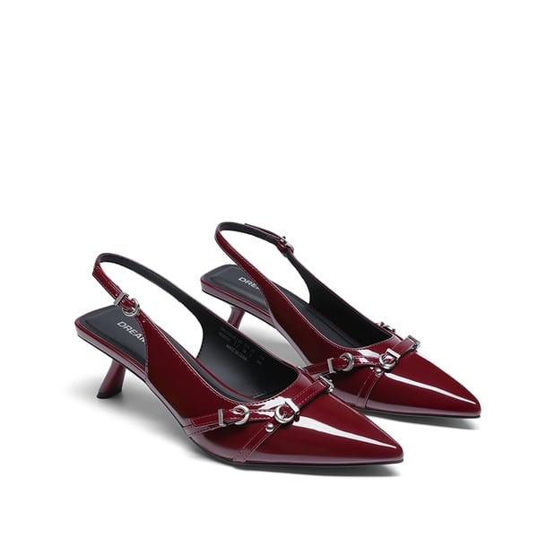 Women’s Pointed Slingback Heels - BURGUNDY - 2