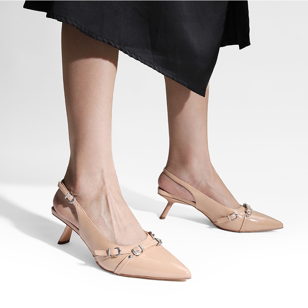 Women’s Pointed Slingback Heels - NUDE - 6
