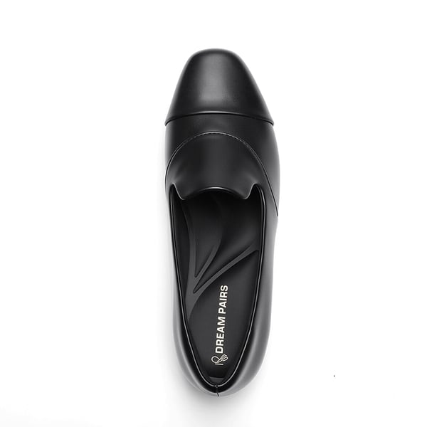 Ascenelle Women’s Wide Fit Elastic Loafers - BLACK-PU - 4