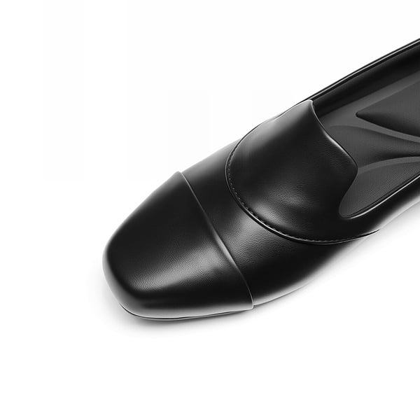 Ascenelle Women’s Wide Fit Elastic Loafers - BLACK-PU - 5
