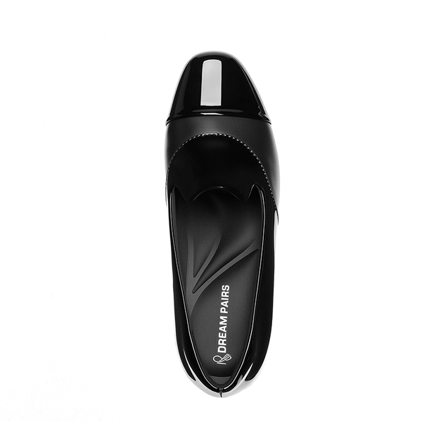 Women’s Wide Fit Elastic Loafers - BLACK-PAT - 4