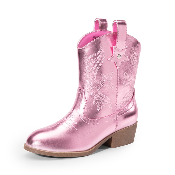 Kids’ Embroidered Slip-On Cowgirl Boots - PINK -  0