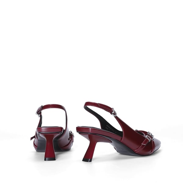 Women’s Pointed Slingback Heels - BURGUNDY - 3