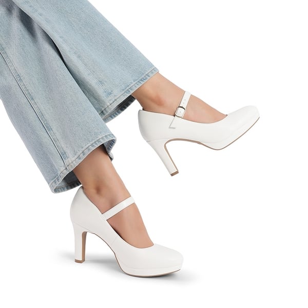 [Josephine] Mary Jane Platform Pumps - WHITE - 6