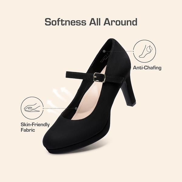 Ascenelle Mary Jane Platform Pumps -  [Josephine] - BLACK-SUEDE - 5