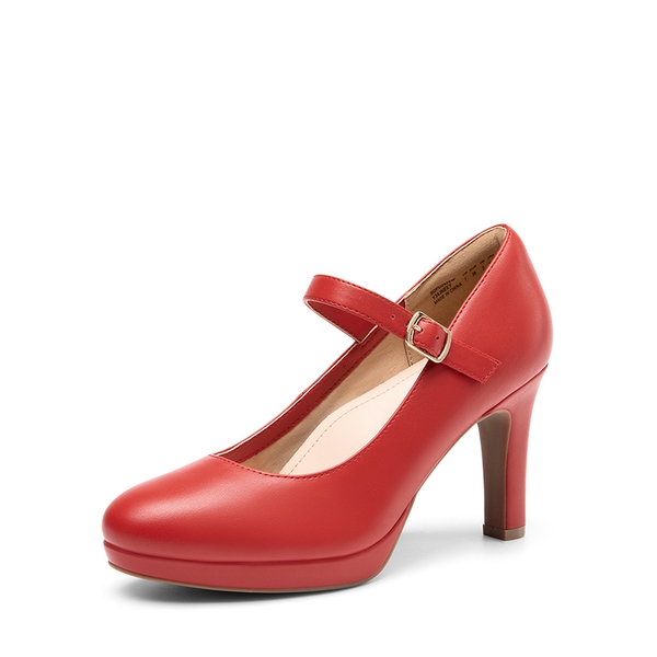 Mary Jane Platform Pumps - RED-PU -  0