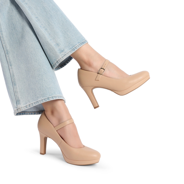 Mary Jane Platform Pumps - NUDE - 6