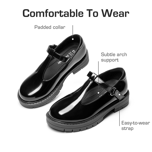 Girls’ Classic T-Strap Mary Janes - ALL BLACK - 1
