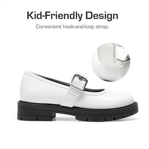 Girls’ Mary Janes Non-Slip School Shoes - WHITE - 2