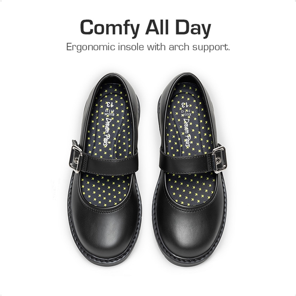 Girls’ Mary Janes Non-Slip School Shoes - BLACK - 4