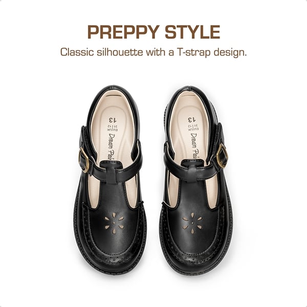 Girls’ Non-Slip T-Strap Mary Janes - BLACK - 4