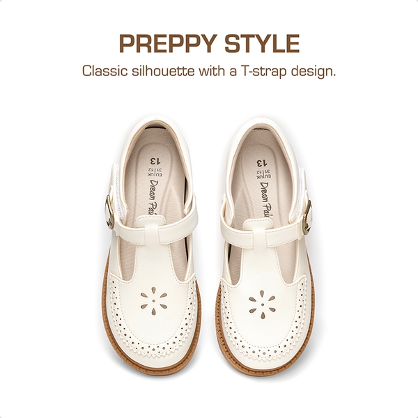 Girls’ Non-Slip T-Strap Mary Janes - WHITE - 4