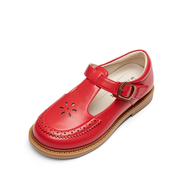 Girls’ Non-Slip T-Strap Mary Janes - RED -  0