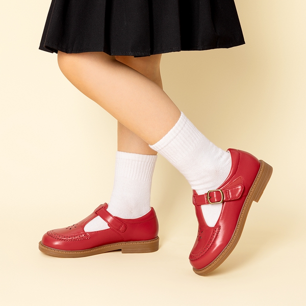Girls’ Non-Slip T-Strap Mary Janes - RED - 6
