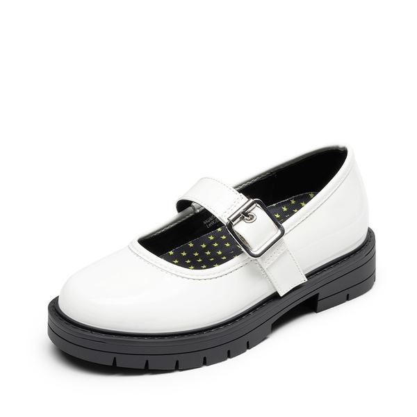 Girls’ Mary Janes Non-Slip School Shoes - WHITE -  0
