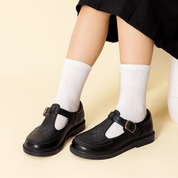 Girls’ Non-Slip T-Strap Mary Janes - BLACK - 5