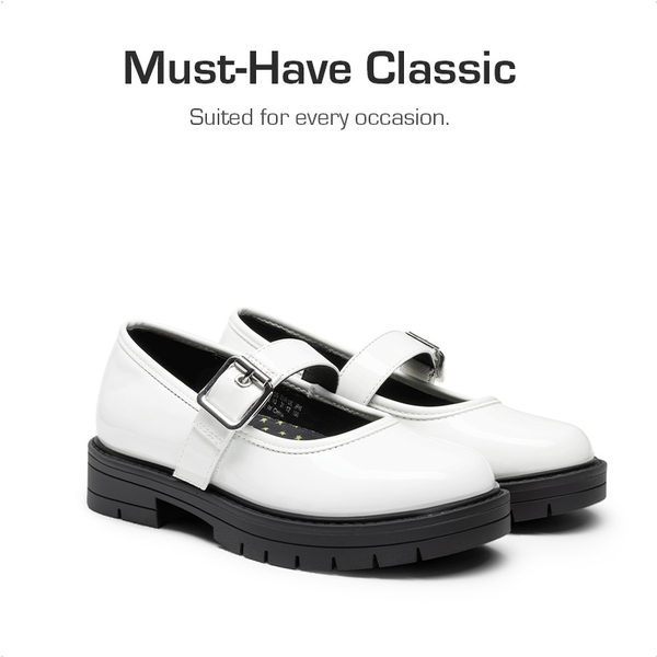 Girls’ Mary Janes Non-Slip School Shoes - WHITE - 1