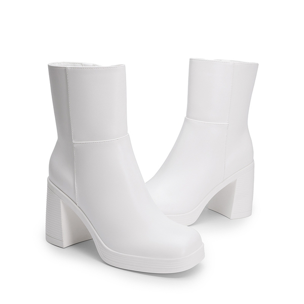 Women’s Square-Toe Ankle Booties - WHITE - 3