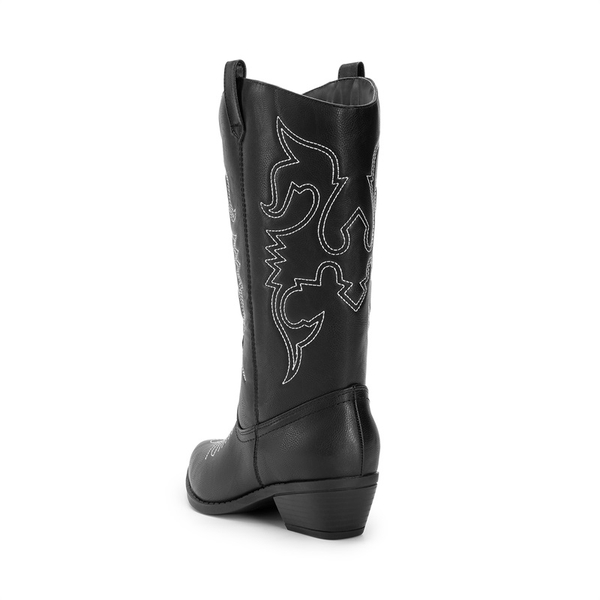 Women’s Embroidered Western Cowboy Boots - BLACK - 2