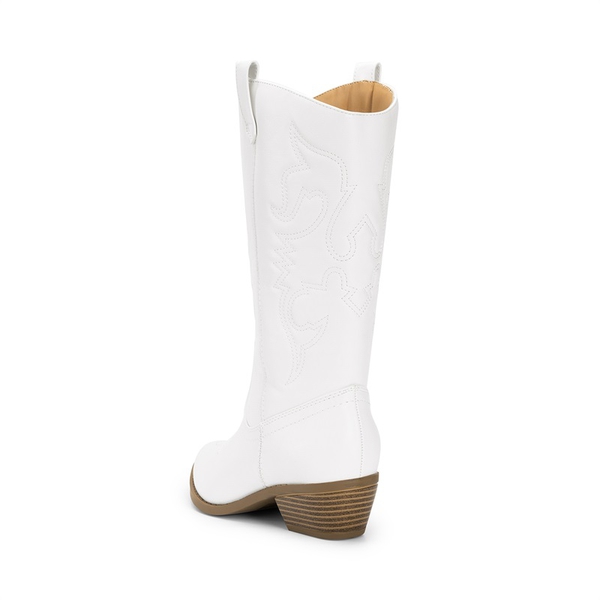 Women’s Embroidered Western Cowboy Boots - WHITE - 2