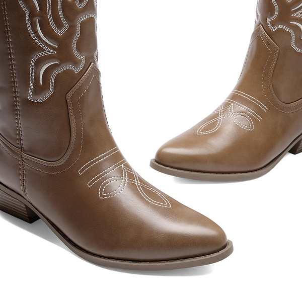 Women’s Western Cowboy Boots For Walking - LIGHT BROWN - 4