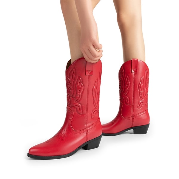 Women’s Western Cowboy Boots For Walking - RED - 7