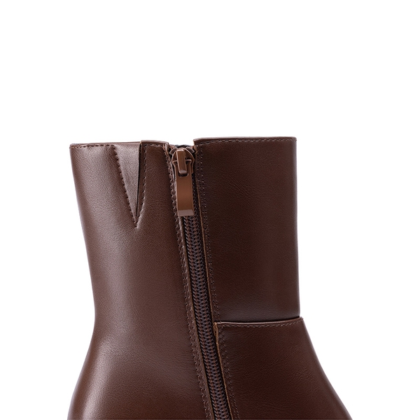 Women’s Square-Toe Ankle Booties - BROWN - 5