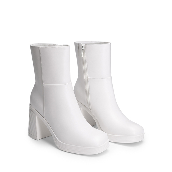 Women’s Square-Toe Ankle Booties - WHITE - 2
