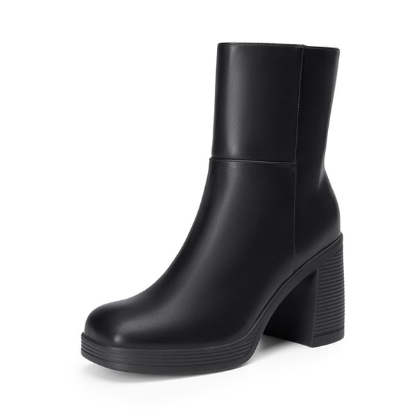 Women’s Square-Toe Ankle Booties - BLACK -  0