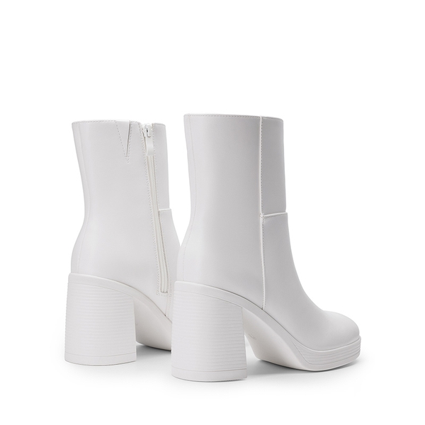 Women’s Square-Toe Ankle Booties - WHITE - 4