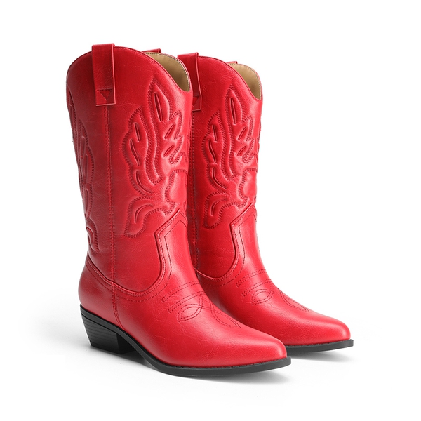 Women’s Western Cowboy Boots For Walking - RED - 2
