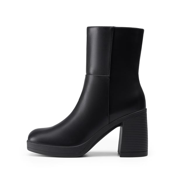 Women’s Square-Toe Ankle Booties - BLACK - 1