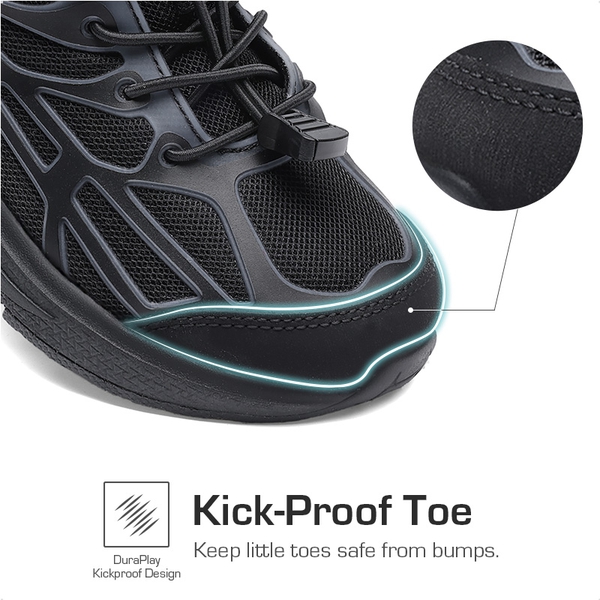 Kids’ Reinforced Toggle Running Shoes - ALL BLACK - 2