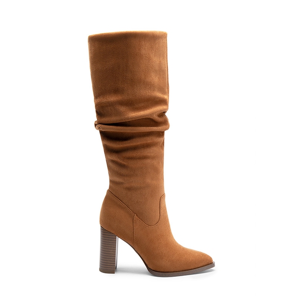 Women’s Slouchy Pointed-Toe Knee-High Boots - CAMEL - 1